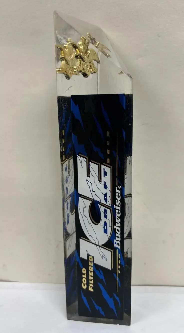Vintage Bud Ice Draft Beer Tap Handle 10” Acrylic Gold Eagle Anheuser Busch